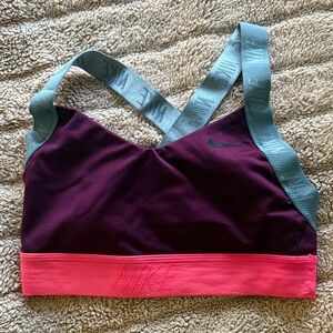 Nike Purple and Pink Sports Bra with Blue Straps